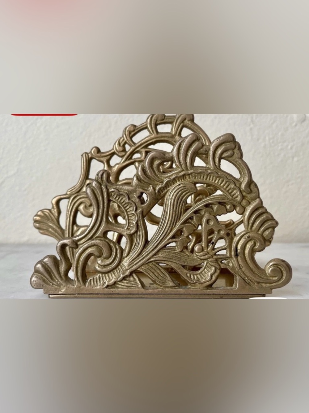 Vintage Ornate Brass Napkin or Letter Holder